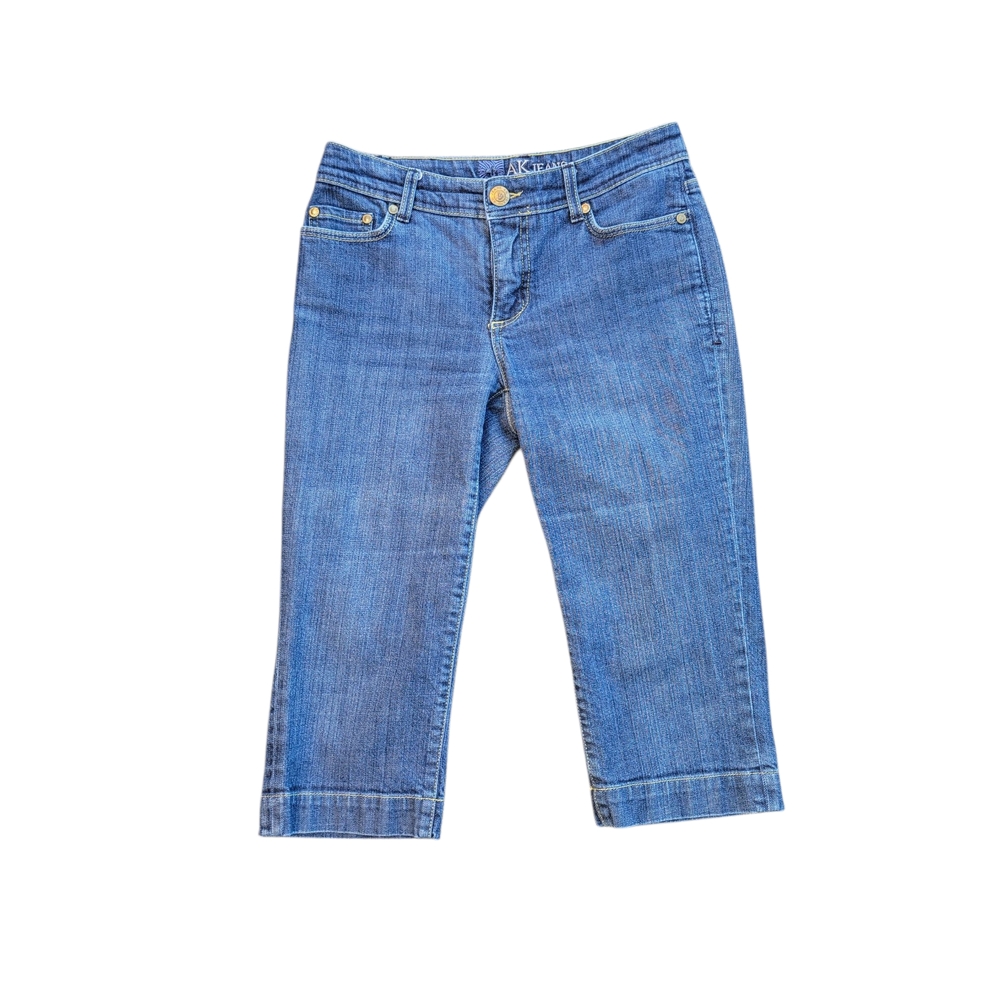 Anne Klein Denim Straight Leg Mid-Rise Capris Size 4
